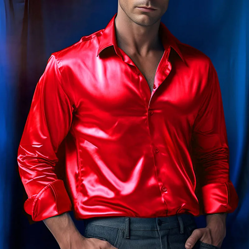 Per uomo Fantasia pelle di serpente Camicia Camicia con bottoni Manica