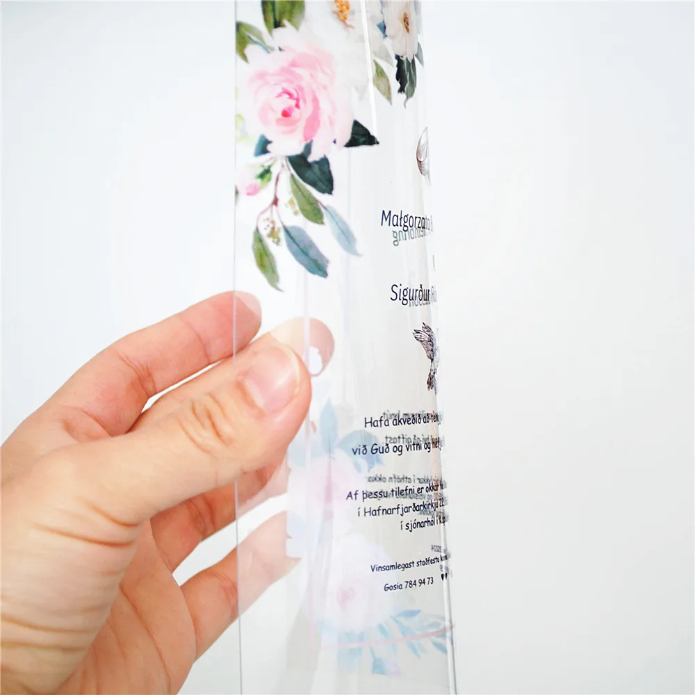Transparent PVC Wedding Invitation Card, Personalized Printed, Content, 10Pcs