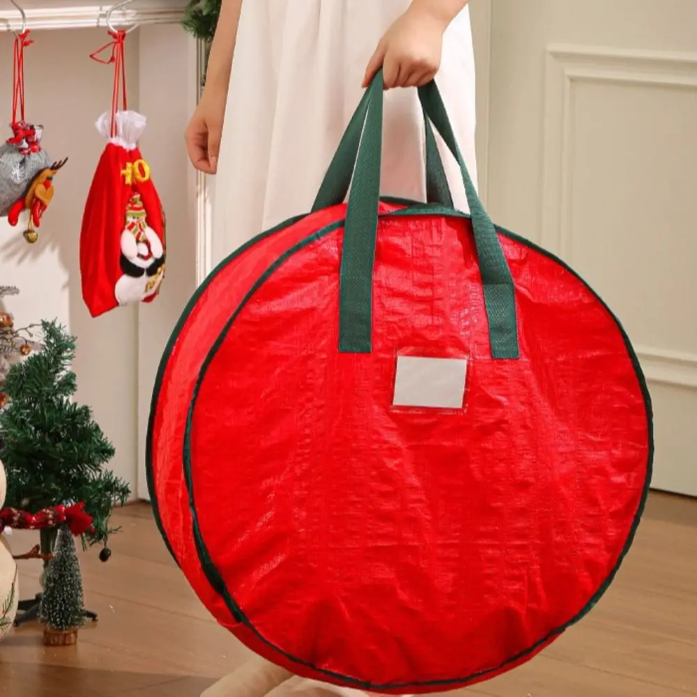 Portable Foldable Christmas Wreath Storage Bags Waterproof Dustproof with Handles Decoration Storage Bag Round Storage Bag