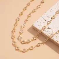 Fashion Colorful Crystal Chain Necklace for Women Simple Silver Color Long Y-shaped Clavicle Chain Necklace Party Jewelry Gifts - Image 4