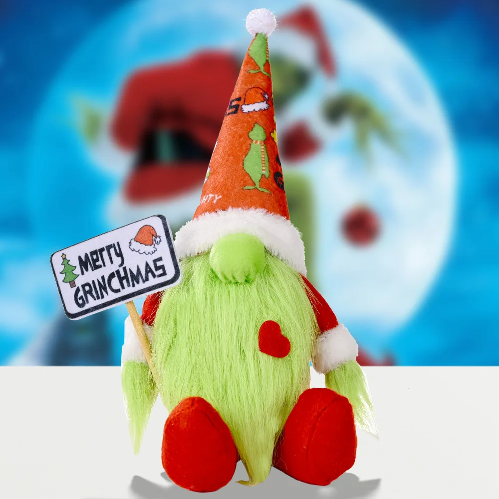 

Christmas Decorations Anime Green Haired Monster Thief Faceless Gnome Xmas Home Tree Ornament Party Doll New Year Gift