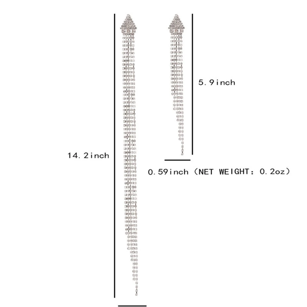 1 Pair Luxury Rhinestone Chain Earrings for Women Ladies Irregular Long and Short Tassel Dangle Earring Female Ear Stud Jewelry