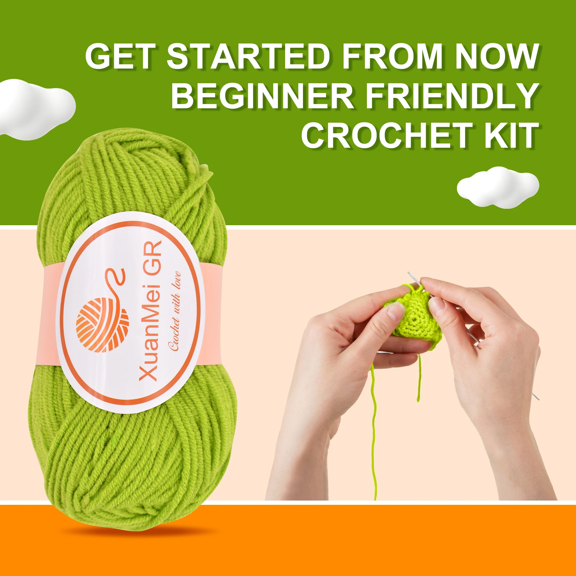Crochet Kit for Beginners with Step-by-Step Video Tutorials for Adult Kids Teenagers Amigurumi Animals Turtle