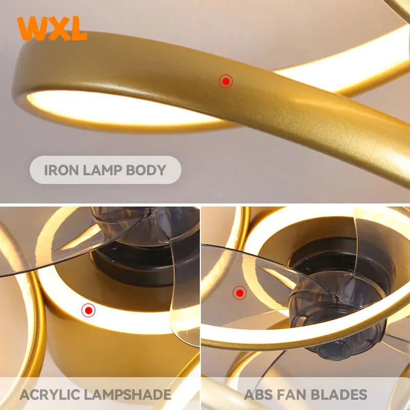 Modern led lamp with ceiling fan without blades bedroom ceiling fan with remote control fans light indoor lighting