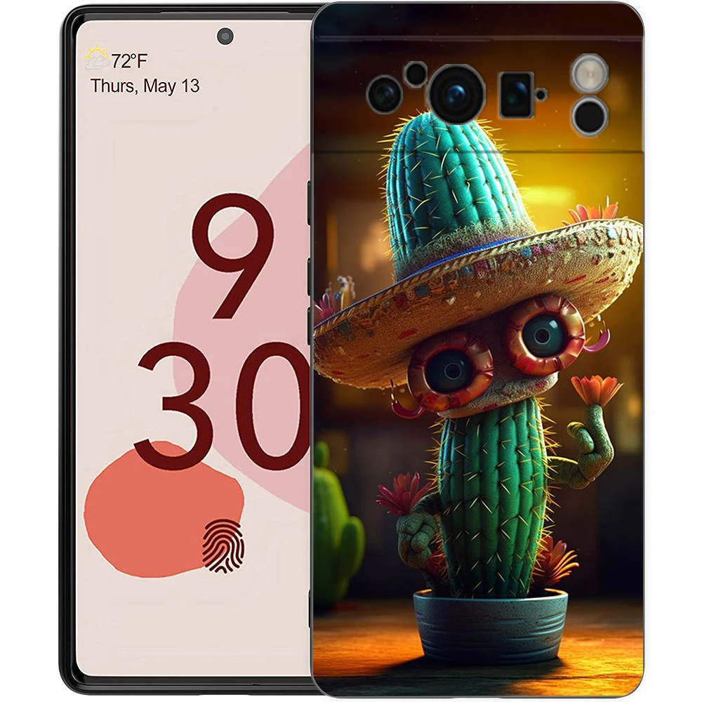 Succulent Design Shockproof Silicone Phone Case - Soft TPU Protective Cover