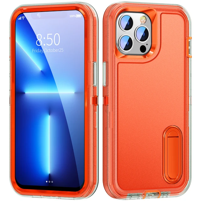 Rugged Shockproof Defense Case with Metal Bracket Back Cover