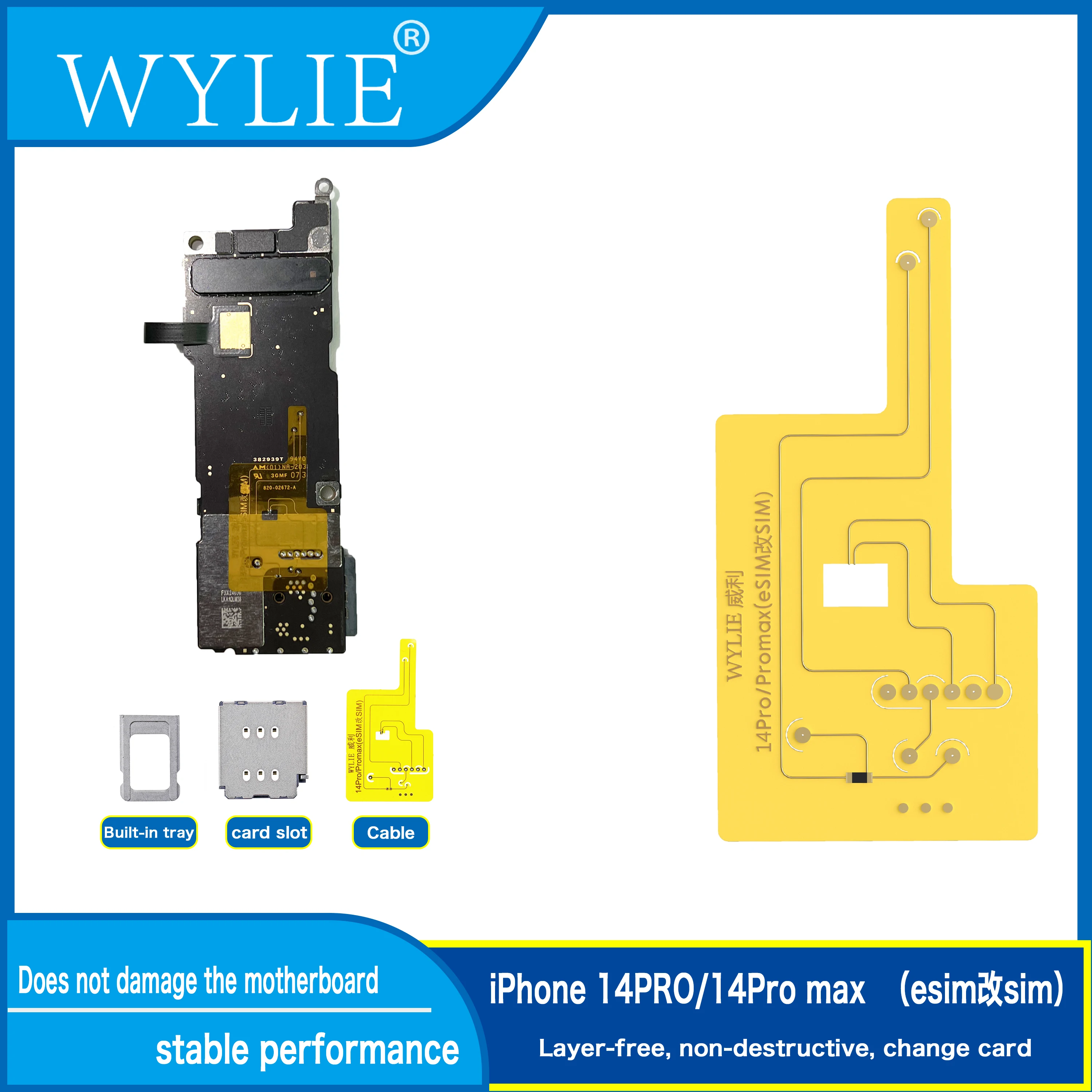 Wylie ‮uD‬al Card to ‮iS‬ngle ‮aC‬rd Ca‮lb‬e for iPhone 14 Pro Max 14Pro eSim to Sim Card Slot Tray No N‮ee‬d Separation Parts