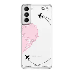 Romantic Travel Love Heart Couple Case with World Map and Planes Design - Samsung S20 Plus (B12)