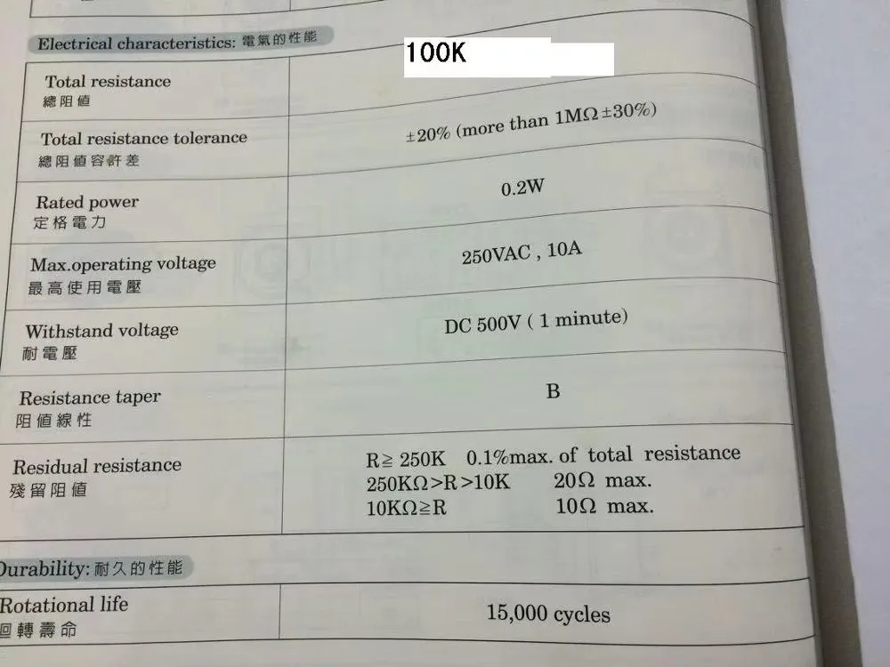 Original Neu 100% R16R2S B100K Schalter-Potentiometer B104 Dimmsteuerung Thermostatschalter Hochleistung 10A Anpassbar UL-zertifiziert – Detail 2
