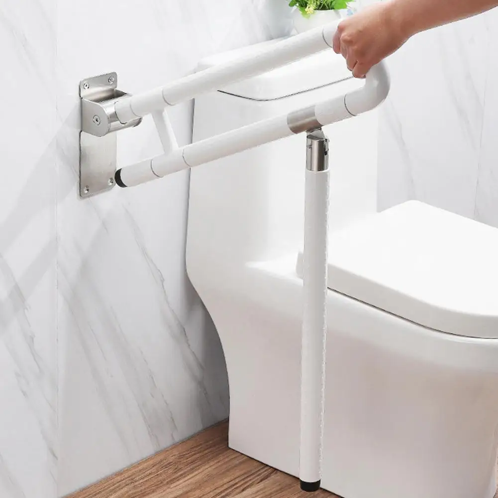 Sturdy Toilet Grab Bar, Foldable Toilet Grab, Flip-Up Safety Rail, Foldable Grab Bar With Particle Texture,Anti-rust