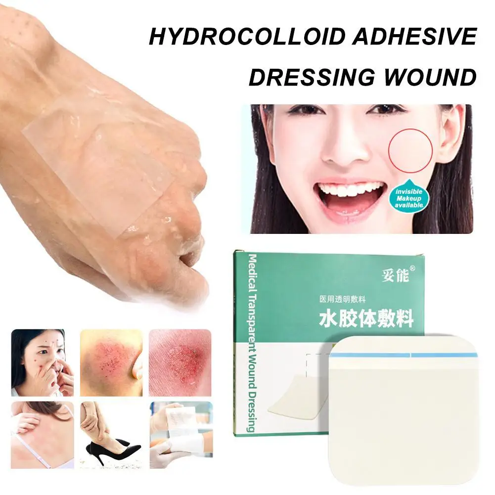 

1Pcs Hydrocolloid Adhesive Dressing Wound Dressing Sterile Highly Absorbent Light Exudate Wound Care Healing Pads