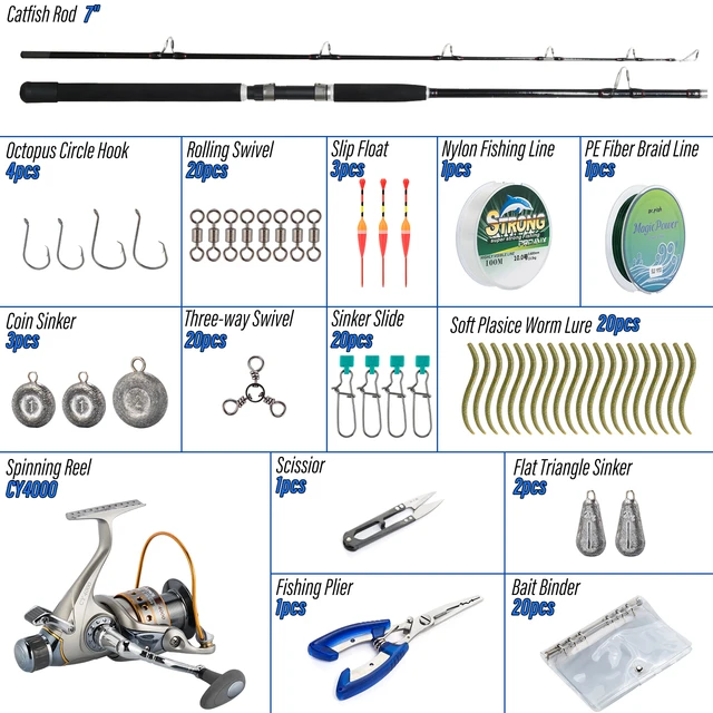 Dr.Fish Catfish Rod and Reel Combo 7ft Spinning Trolling Rod Heavy Duty  Baitfeeder Boat Fishing Lure Swivel Line Tool - AliExpress