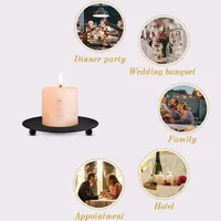 7/9/11cm Iron Plate Candle Holder Decorative Iron Pillar Candle Plate Pedestal Candle Stand for Wax Candles Spa Birthday Party 6