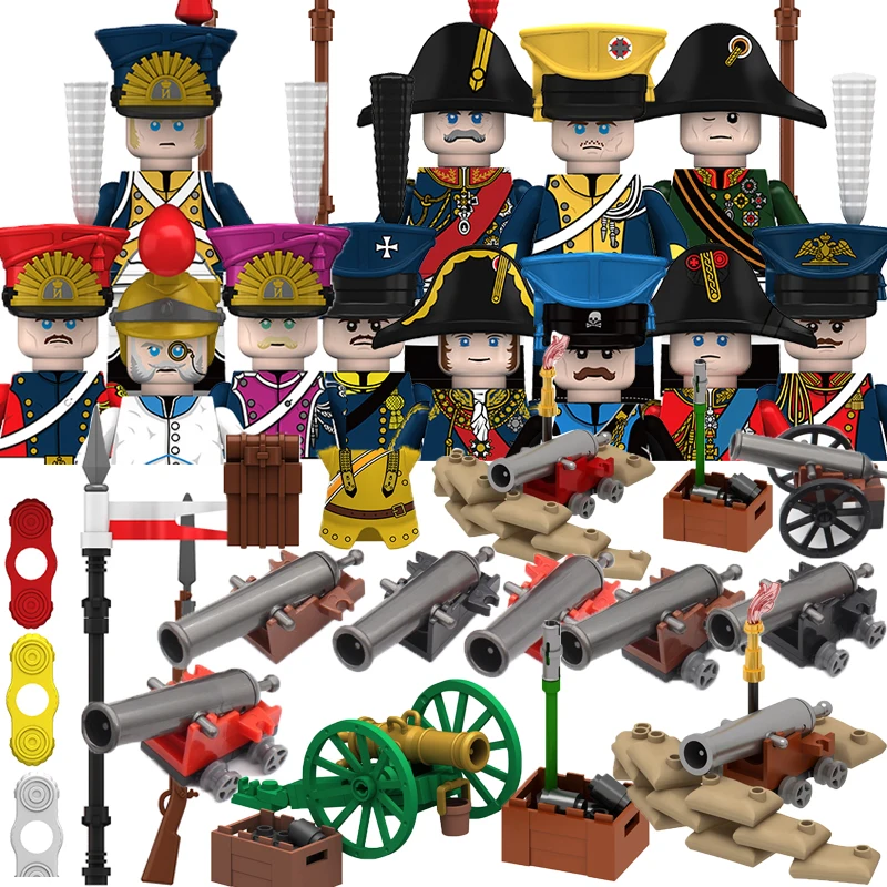 Mittelalterliche Napoleonische Kriegssoldaten Figuren Militär MOC Bausteine Ritter Britische Französische Füsilier Gewehre Waffen Kinderspielzeug B08