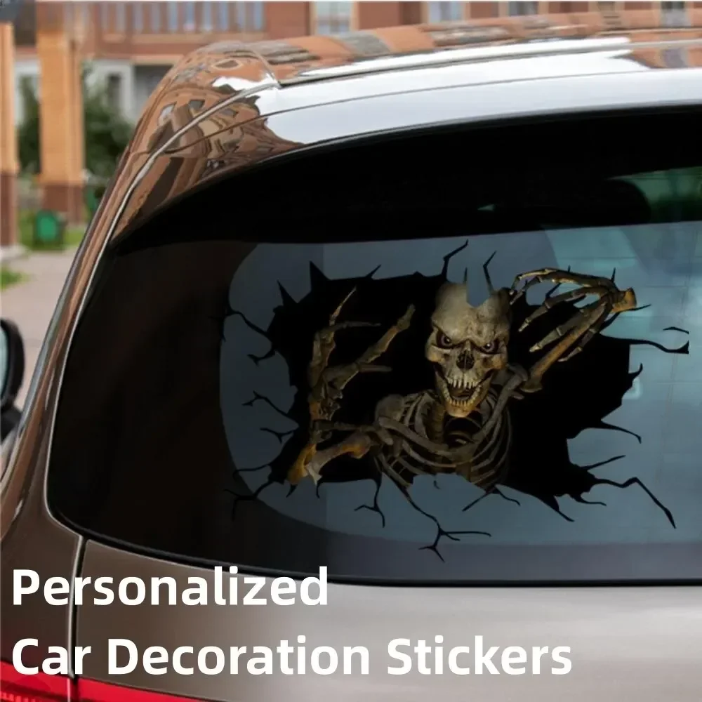 3D Funny Car Stickers Durable Vinyl Decals for Halloween Pranks Bike Window Home Party Decor