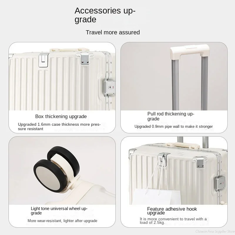 Pull Bar Suitcase Rolling Luggage Female 20 24 26 28" Strong Thick Durable Trolley Box Male Travel Boarding Password Box Suitcase Soundproof Wheel