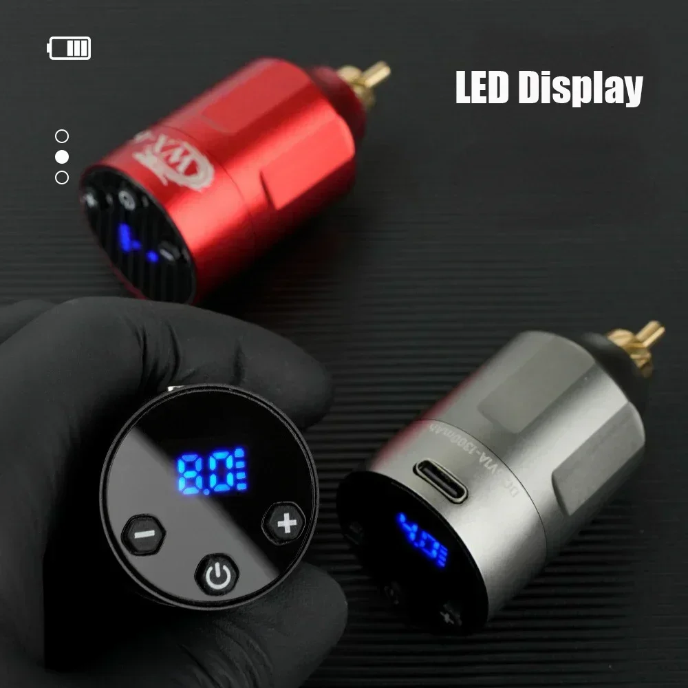 Mini Wireless Tattoo Power Supply WX-6 Portable Rechargeable Tattoo Batterry RCA/DC Interface For Pen Machine 1300mAh