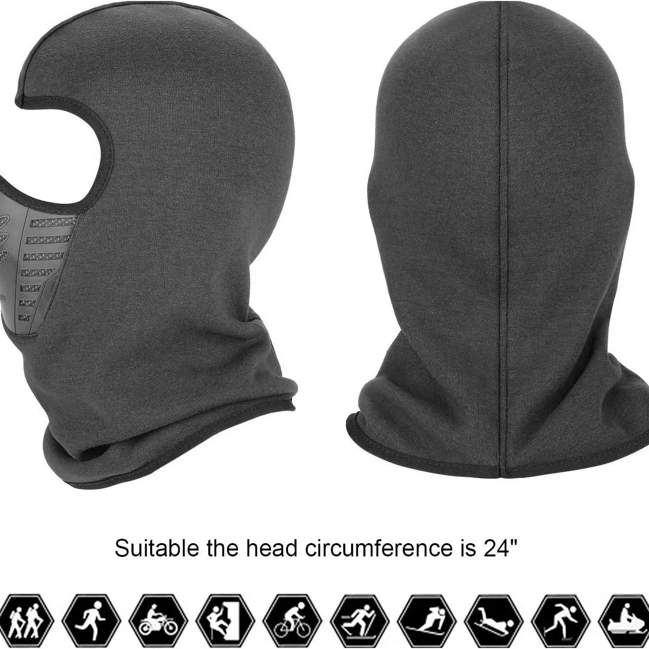 Motorcycle Mask Fleece Thermal Neck Full Face Mask Keep Warm Riding Balaclava Biker Ski Winter Windproof Dustproof Face Shield