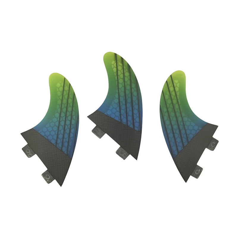 UPSURF FCS Surfboard Fins 3pcs/set Double Tabs Surf Fin G5 Thruster Surfing Set For Sup Surf Accessories Thir M Size Gradient Fi