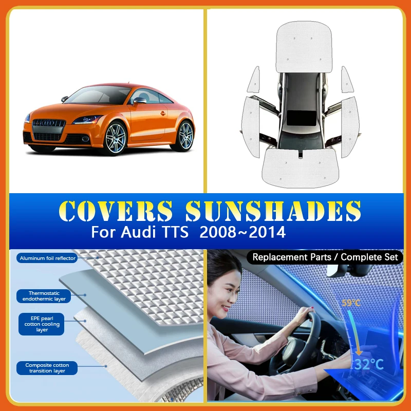 

Car Sunshades Covers For Audi TTS 2008-2014 Curtains On Car Windows Summer Sunscreen Windows Coverage Sunshades Auto Accessories