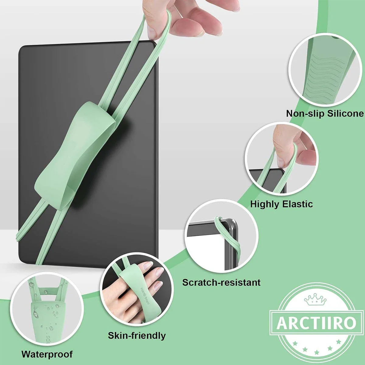 Soft Security Hand Strap for Tablets and E-Readers - Lightweight, High Elasticity Finger Grip Holder