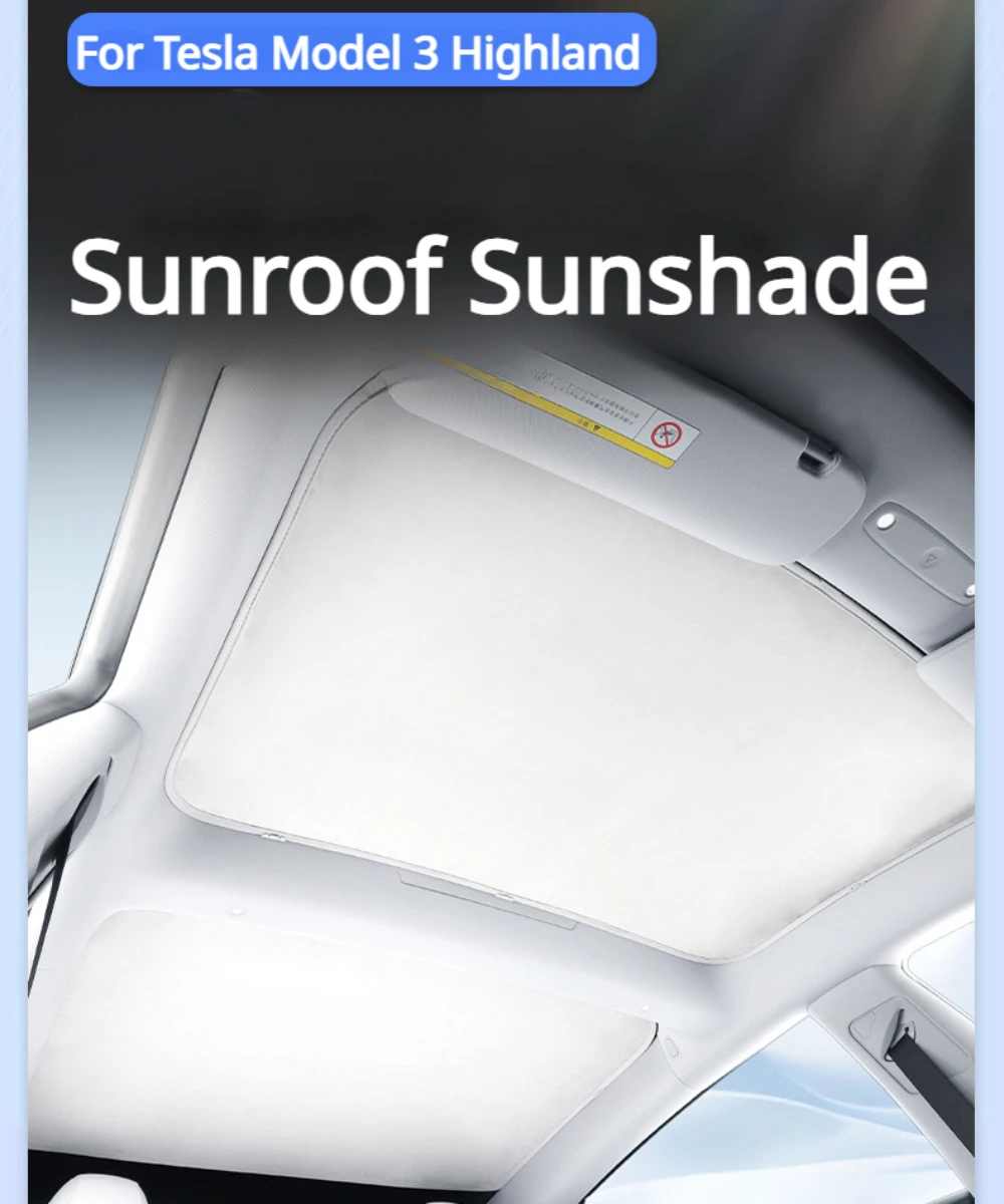 

Sunroof Sunshades For Tesla Model 3 Highland Ice Cloth Buckle Sun Pare Glass Front Rear Skylight UV Shade Net Accessory 2024