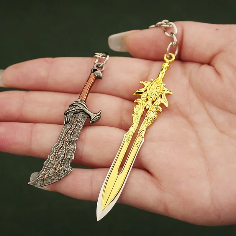 God of War Weapon Blades of Chaos Kratos Olympus Blade Game Alloy Metal Material Samurai Sword Model Keychain Gift Toys for Boys 2
