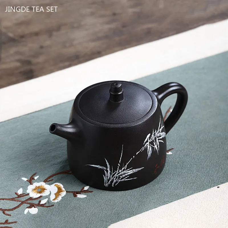 1PCS 250ml Yixing Purple Clay Teapot Original Ore Handmade Zisha Tea Set Black Mud Filter Dezhong Teapot