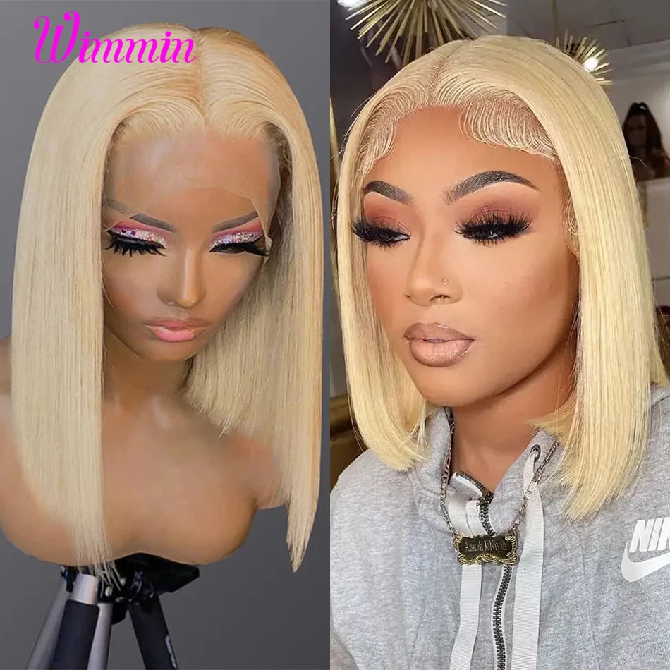 

613 Bob Wig 13x6 HD Lace Frontal Wig Straight Brazilian Short Bob Wigs Blonde 613 Lace Front Human Hair Wigs Pre Plucked