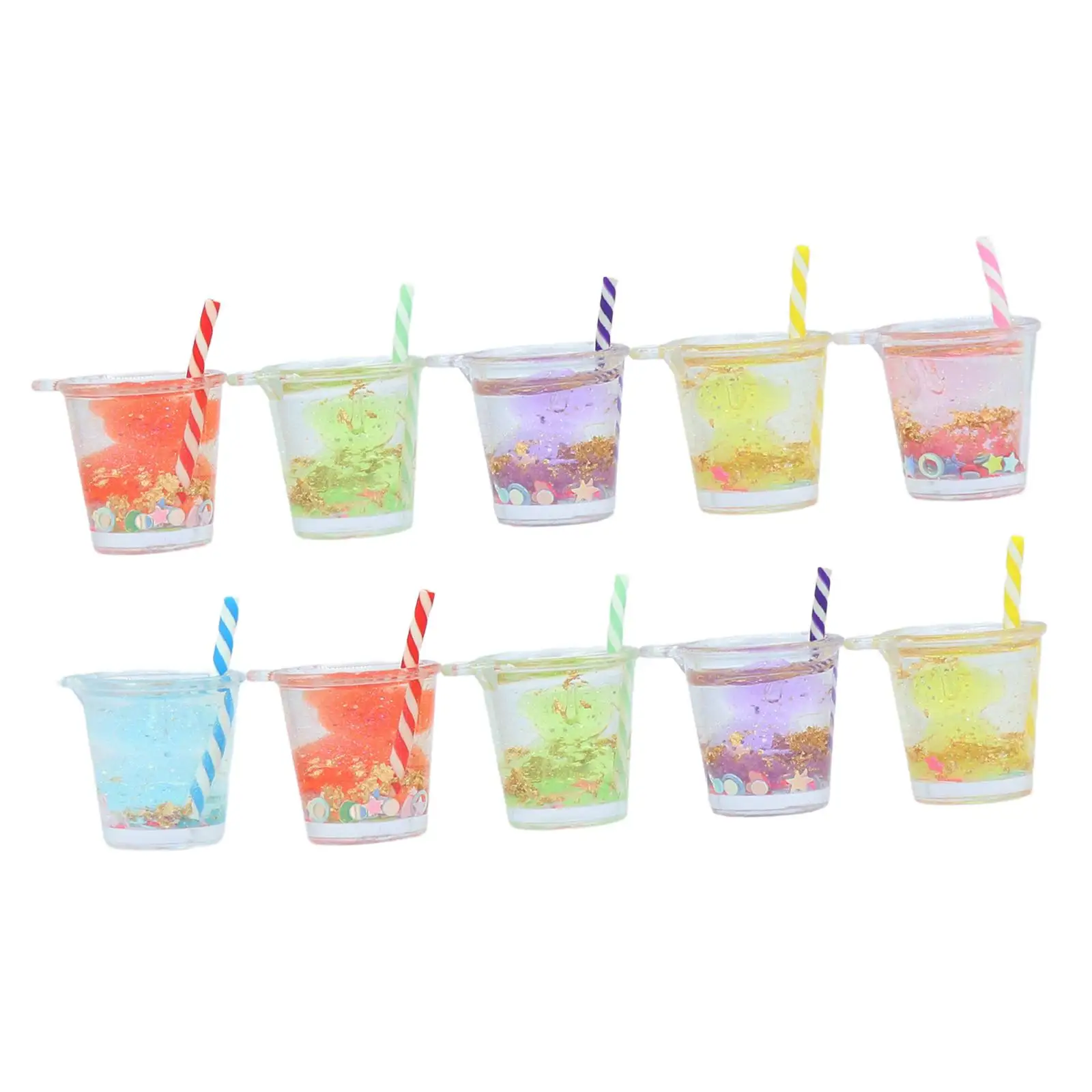 10 Pieces 1:12 Miniature Dollhouse Juice Drink Cups Mini House Drink Accessory for Dollhouse Dining Room Kitchen Restaurants