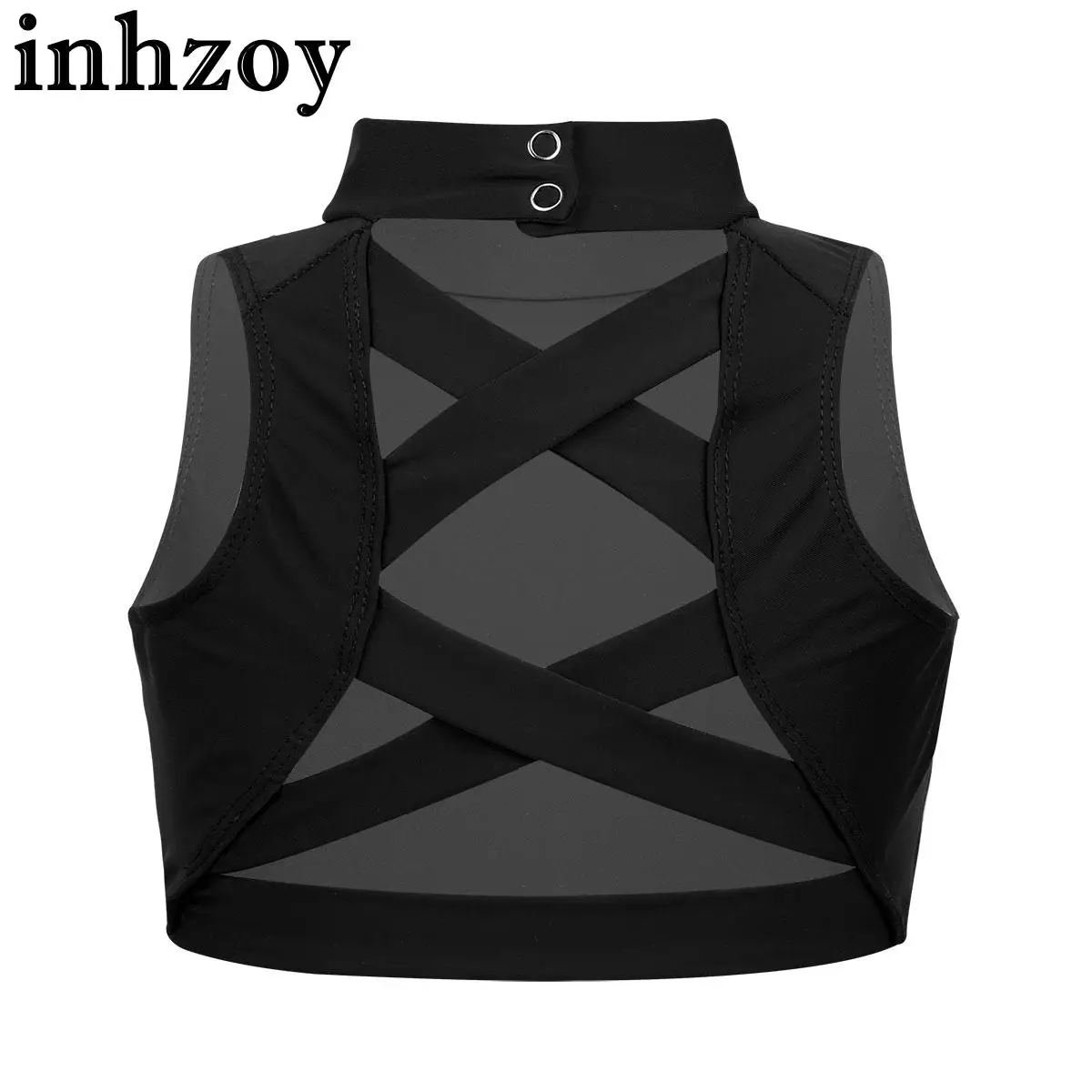 

Kids Girls Sleeveless Mock Neck Criss Cross Back Crop Tank Top Vest Bra Yoga Gymnastics Dance Workout Sports Kids Sweatshirts