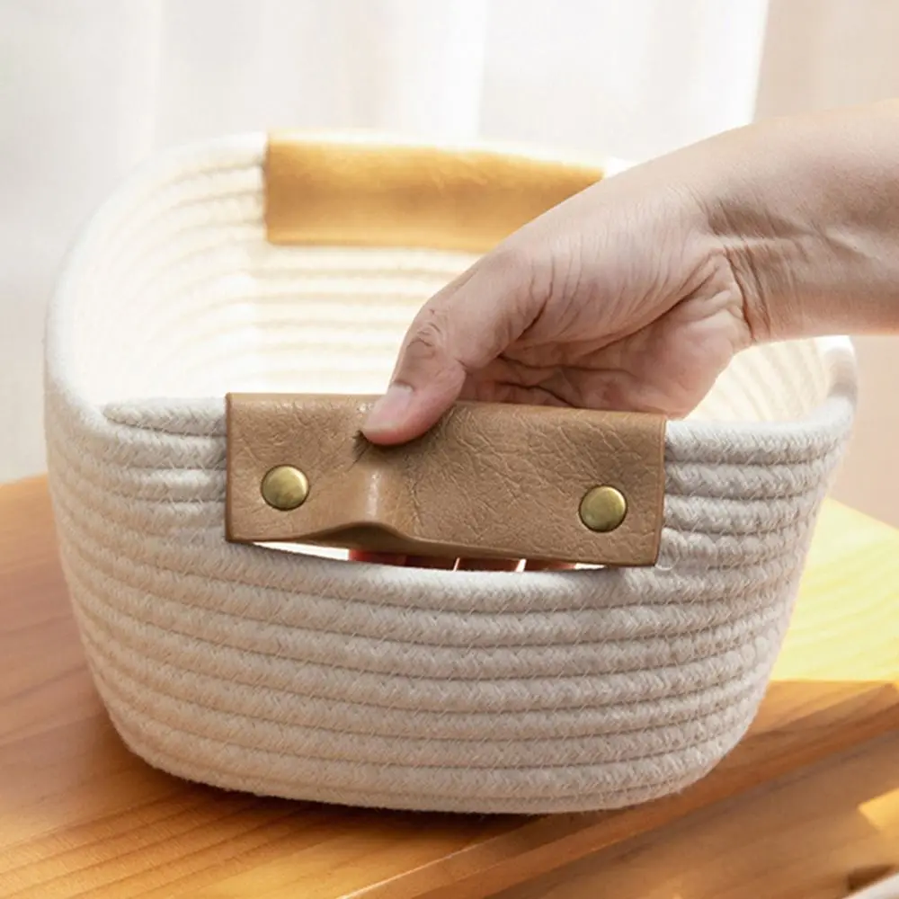 Small Woven Storage Bins for Keys Rings Organizer Cotton Rope Desk