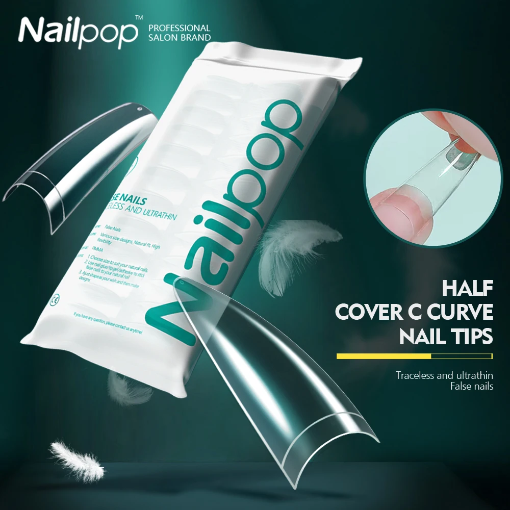 Накладные ногти Nailpop с полупокрытием C изогнутые ногти M/L квадратные накладные ногти для французского маникюра поставка в салон 100/110/120 шт. Накладные ногти Nailpop с полупокрытием C изогнутые ногти M/L квадратные накладные ногти для французского маникюра поставка в салон 100/110/120 шт.