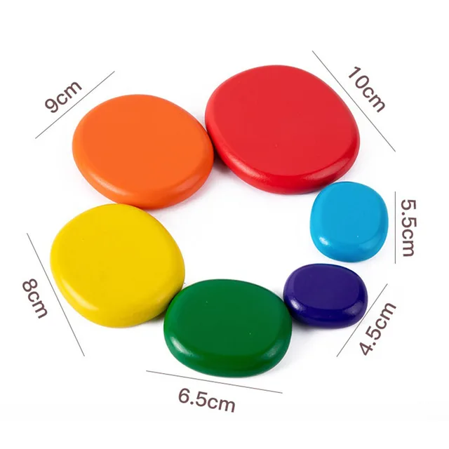 New Rainbow Pebbles Wooden Blocks Stacker Games Baby Montessori Educational Toys for Children Color Cognition Learning Kids Toy 6