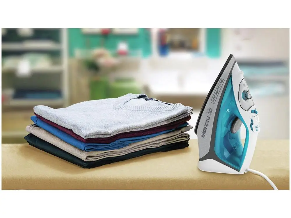 Ferro de Passar Roupa a Vapor e a Seco Black + Decker Speed Steam FX3060 Branco e Azul - 110V 4