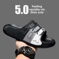 Comfortable Breathable Men's Summer Fashion Open-Toe Thick Bottom Slippers EVA Shoe Sole Anti-Slip Wear-Resistant Indoor Outdoor