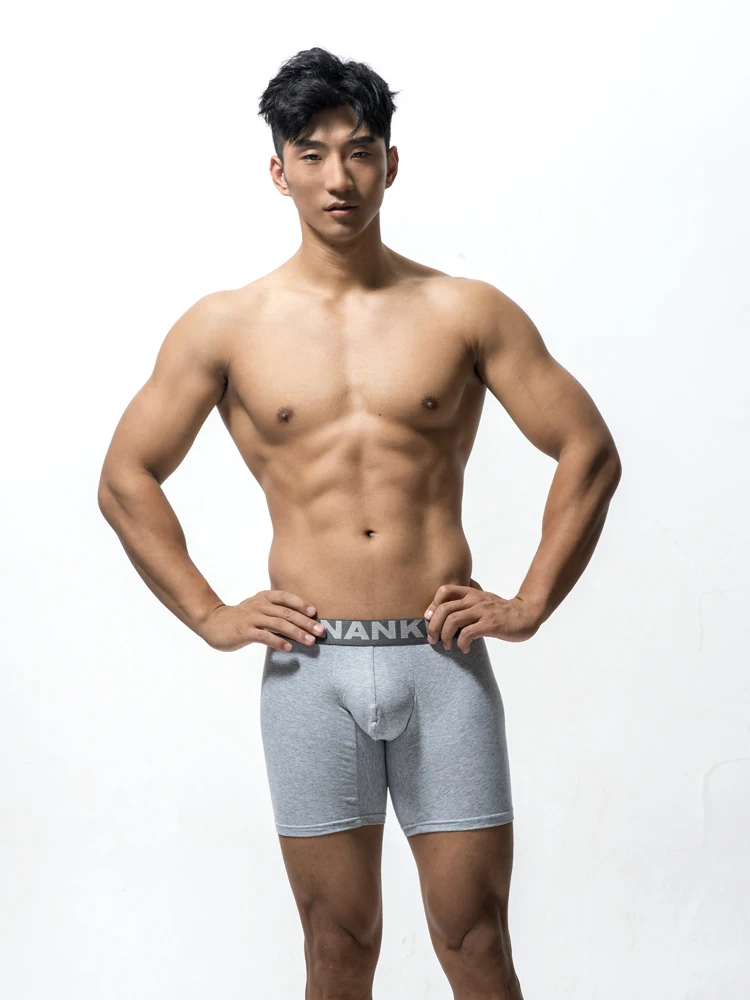 100% Cotton Low Waist Body Shaping Solid Color Men's Sports Underwear Boxer Shorts Pants Breathable Comfort Tight Anti-Curling