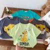 Simba Pattern Kids T-shirt Summer Clothing Fashion Boys Clothes Short Sleeve Tees Cartoon Cute Baby Children T Shirts 9m-6y 1