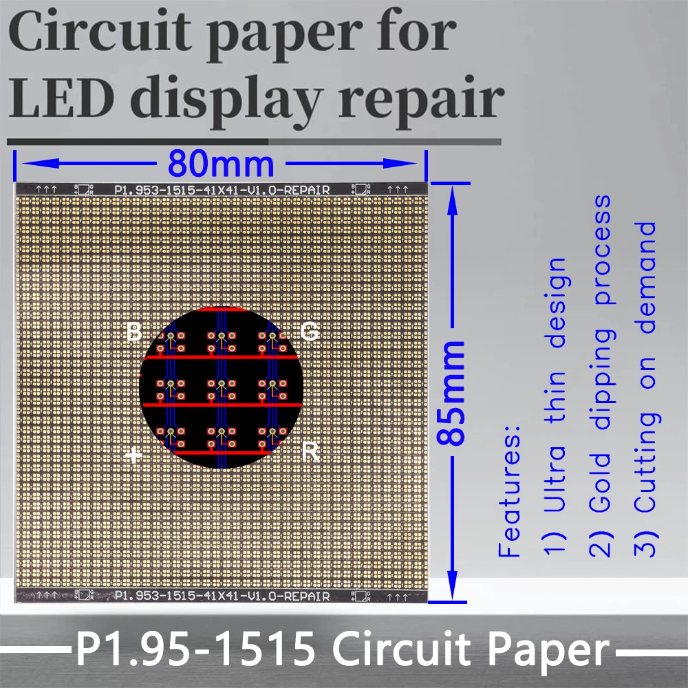 

P1.953-1415-1515(VL) Circuit Paper,Vertical lamp which is usual，80X85mm ,Used for repairing damaged PCB pads