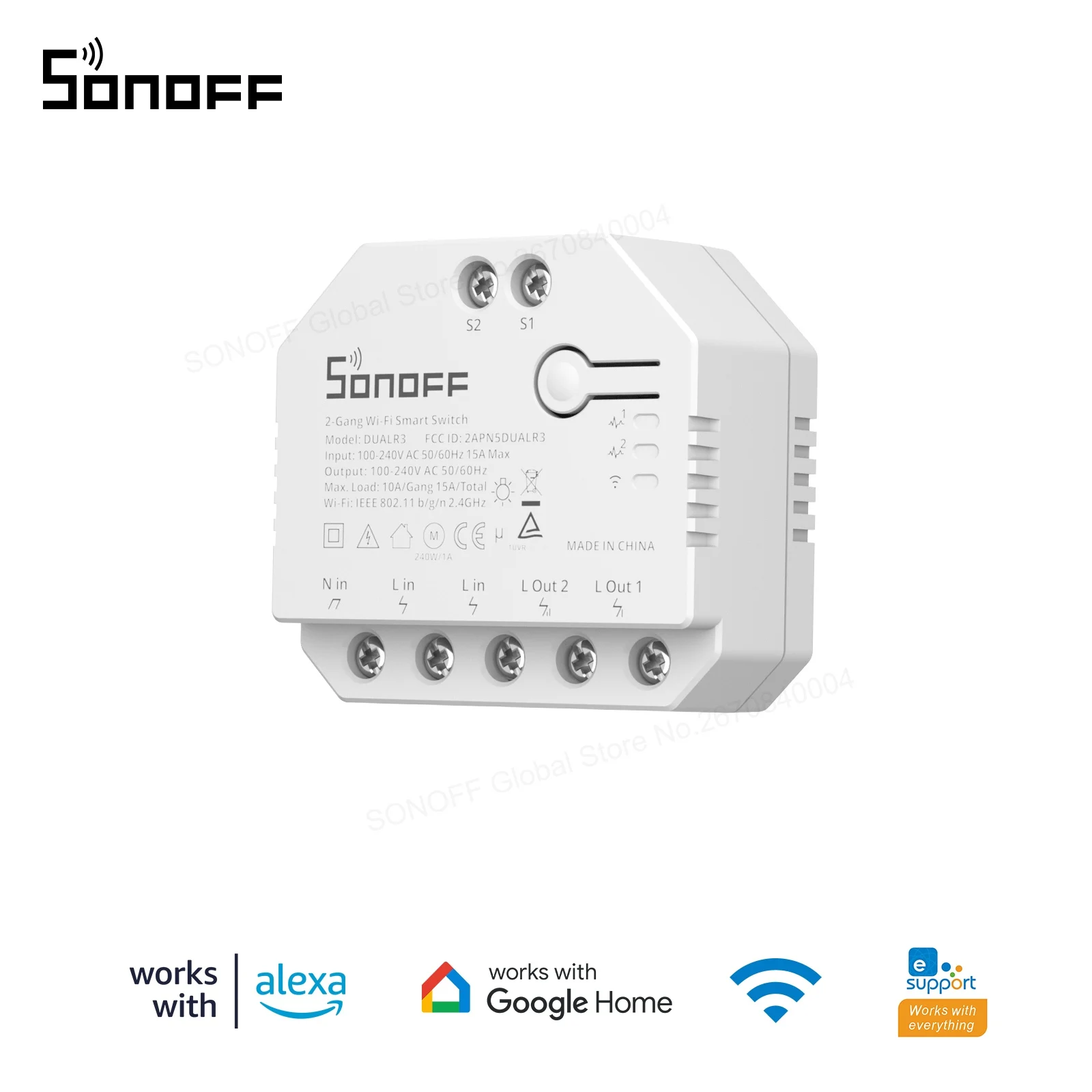 Sonoff Dual R3 2 Gang Dual Relay Module Diy Mini Smart Switch Power Metering Smart Home Control Tramite Ewelink Google Home Alexa