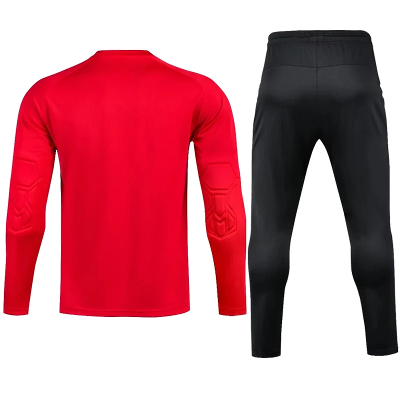 Men's Adult Football Goalkeeper Uniform Protective Sponge Football Long Sleeves Kid Training Goalkeeper Soccer Jersey Top Pants