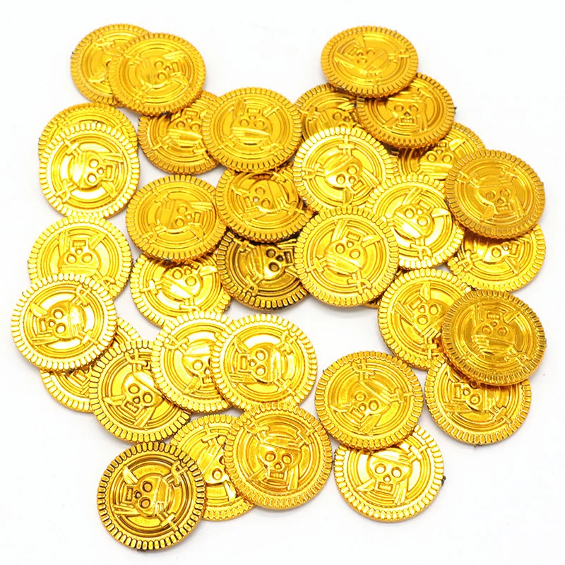 Funny Simulation Pirate 100pcs Coins Chips Treasures Gold Coins Party Game Props Kids Gift