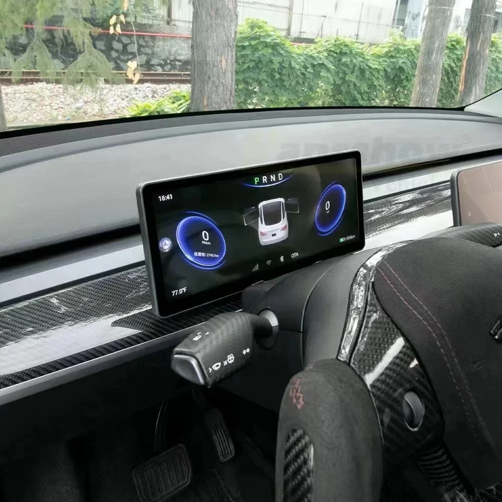 For Tesla Model 3 Y Car Dash Board 10.25 Inch IPS Screen HD LCD Meter Heads Up Display Wireless Carplay HUD Accessories