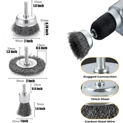 10-Pack Coarse Carbon Steel Wire Brush Set with 1/4 Inch Hex Shank (3pcs)