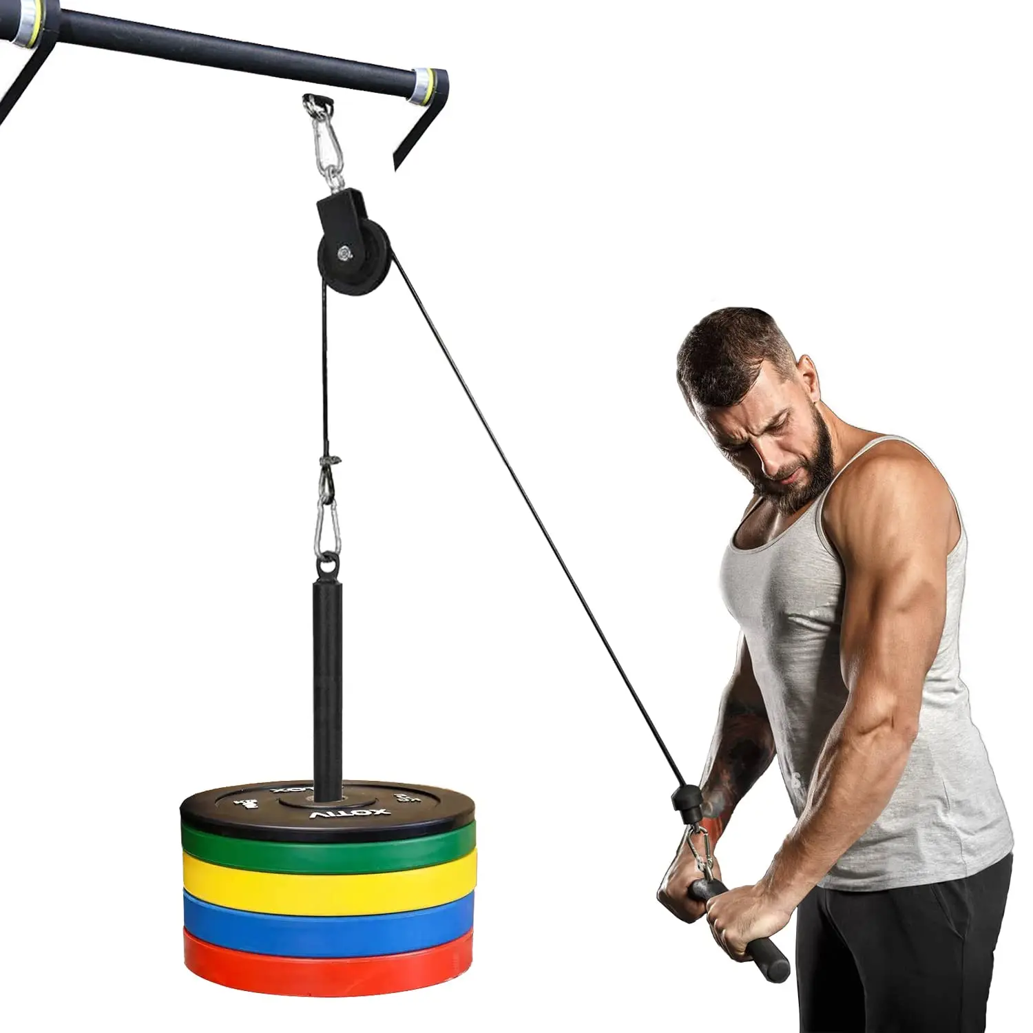 360 Degree Rotation Silent Nylon Gym Cable Pulley Hanging Straps Carabiner LAT Pulley System DIY Attachment Accessories gym accessories fitness cable pulley fitness pulley cable fitness pulley