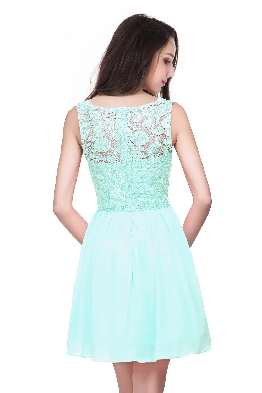 MisShow Mint Green Lace Cocktail Dresses Sexy Short Sleeveless Chiffon  Homecoming Party Gowns Prom Robe De Cocktail - AliExpress