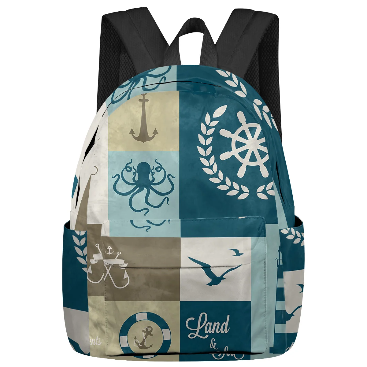 

Рюкзак мужской для ноутбука, вместительный ранец с морскими элементами и якорем, школьная сумка для подростков и студенток