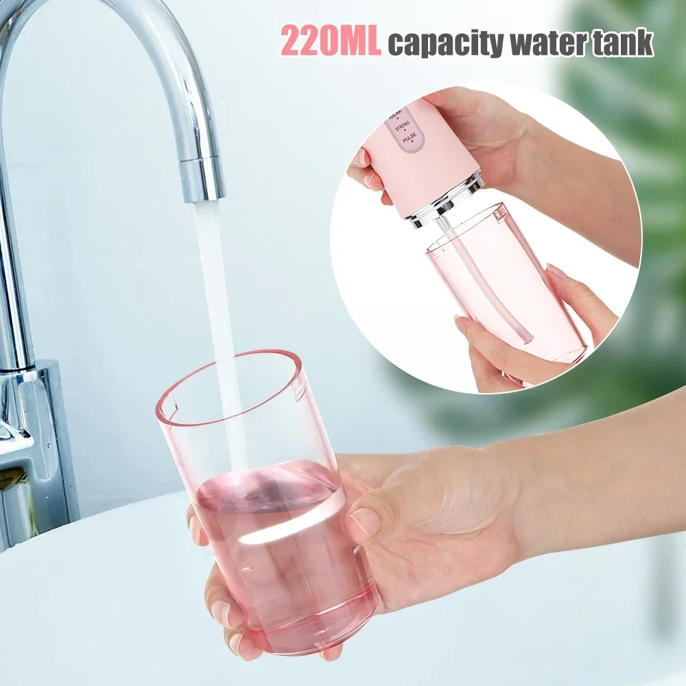Oral Irrigator 220ML USB Rechargeable Dental Flosser Portable Dental Waterproof Waterproof Irrigator Tooth Cleaner