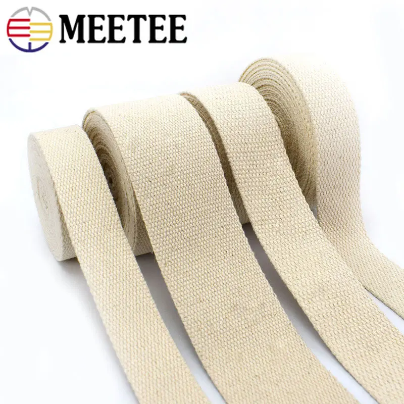 Cotton Webbing Tape Bag Strap Clothes Belt Beige Canvas Decorative Ribbon Band DIY Sewing Material Accessories 5Meters 20-50mm