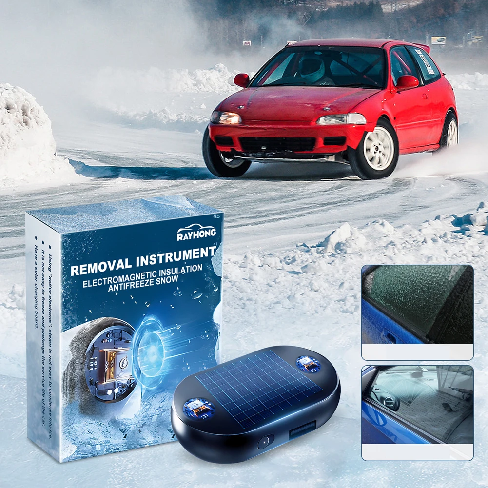 1-3Pcs Solar Antifreeze Electromagnetic Molecular Windshield Car Snow Removal Device Window Glass Defog & Defrost& Deice 5-12V